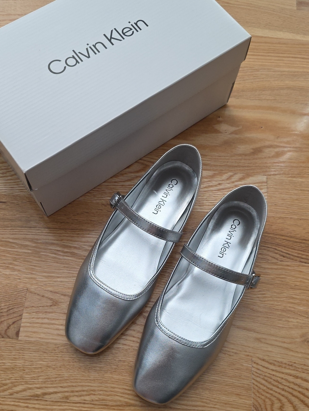 CALVIN KLEIN Metallic Silver Greto Flats Size 6.5